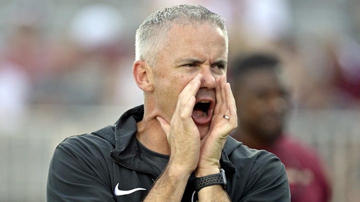 Sep 2, 2024; Tallahassee, Florida, USA; Florida State Seminoles head coach Mike Norvell before the game against the Boston College Eagles at Doak S. Campbell Stadium. Mandatory Credit: Melina Myers-Imagn Images Sep 2, 2024; Tallahassee, Florida, USA; Florida State Seminoles head coach Mike Norvell before the game against the Boston College Eagles at Doak S. Campbell Stadium. Mandatory Credit: Melina Myers-Imagn Images