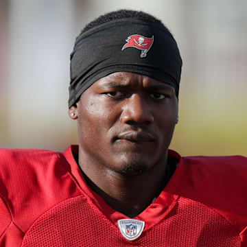 Jul 31, 2025; Tampa, FL, USA; Tampa Bay Buccaneers running back Bucky Irving (7) participates in training camp at AdventHealth Training Center. Mandatory Credit: Nathan Ray Seebeck-Imagn Images
