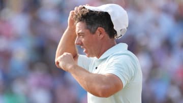 Rory McIlroy reacts on the 18th green during the final round of the U.S. Open.