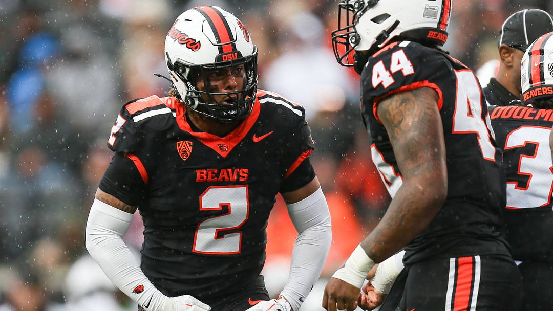 Oregon State's Aiden Sullivan (2) celebrates his tackle during an NCAA football game at Reser Stadium on Saturday, Sept. 12, 2026, in Corvallis, Oregon Oregon State's Aiden Sullivan (2) celebrates his tackle during an NCAA football game at Reser Stadium on Saturday, Sept. 12, 2026, in Corvallis, Oregon