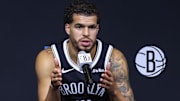 Sep 23, 2025; Brooklyn, NY, USA;  Brooklyn Nets forward Michael Porter Jr. (17) speaks at Media Day. Mandatory Credit: Wendell Cruz-Imagn Images