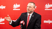 Indiana University men's basketball Head Coach Darian DeVries speaks at the introductory press conference at Simon Skjodt Assembly Hall on Wednesday, March 19, 2025.