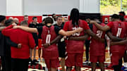 Will Wade and the N.C. State men's basketball team on Monday, Sept. 22, 2025, during the first official day of practice inside the Dail Basketball Center.
