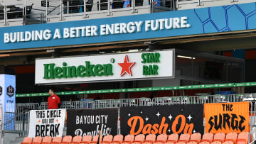 Apr 24, 2022; Houston, TX, USA; Signage at PNC Stadium is seen before a match between Racing