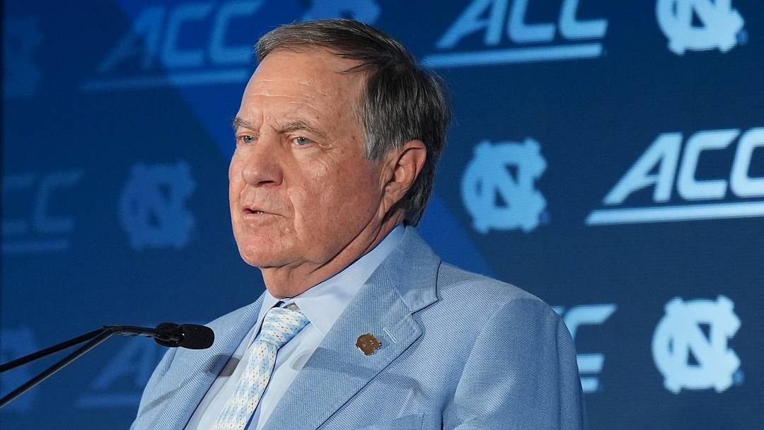 Jul 17, 2026; Charlotte, NC, USA; North Carolina head coach Bill Belichick talks with the media during interviews at Hilton Charlotte Uptown. Mandatory Credit: Jim Dedmon-Imagn Images