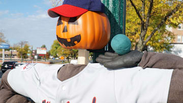 Michigan Avenue in downtown Wayne has been populated with dozens of business and civic group-decorated scarecrows for the upcoming Halloween season. Here's a Westland youth baseball association scarecrow.

Waynescarecrows6