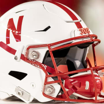 Oct 6, 2018; Madison, WI, USA; A Nebraska Cornhuskers helmet sits on the sidelines during the game against the Wisconsin Badgers at Camp Randall Stadium. Mandatory Credit: Jeff Hanisch-USA TODAY Sports