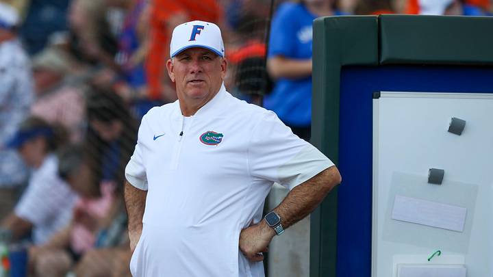 Florida head coach Tim Walton gets ready before a NCAA softball game at Katie Seashole Pressly Stadium in Gainesville, FL on Tuesday, April 28, 2026. [Alan Youngblood/Gainesville Sun]