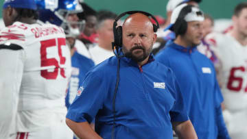 East Rutherford, NJ -- August 24, 2024 -- Giants head coach Brian Daboll in the first half. The New York Giants and New York Jets meet at MetLife Stadium in the final preseason game of the 2024 season for both teams.