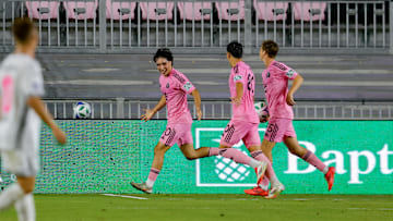 Yuval Cohen celebrates after scoring one of his two goals for Inter Miami II in its 4-2 win against Miami United in the first round of the U.S. Open Cup last week.
