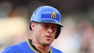 Seattle Mariners second baseman Dylan Moore (25) runs the bases after hitting a home run against the Miami Marlins during the second inning at T-Mobile Park on April 25. 