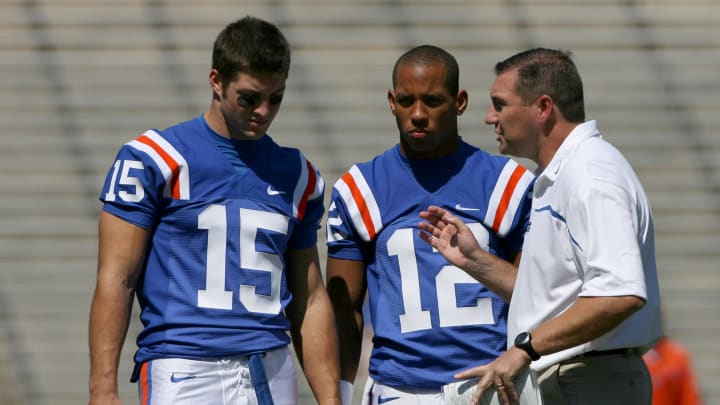 Florida Gators quarterbacks Tim Tebow was part of a high-profile, successful two-quarterback system in 2006 with Chris Leak.