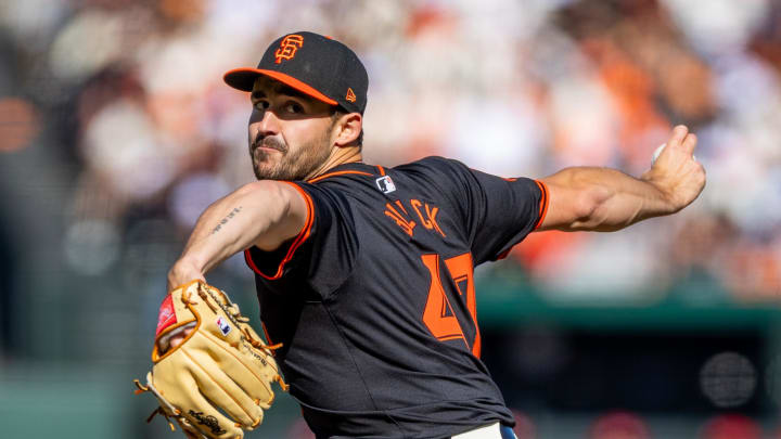 May 11, 2024; San Francisco, California, USA; San Francisco Giants pitcher Mason Black (47) throws a pitch during the third inning against the Cincinnati Reds at Oracle Park.