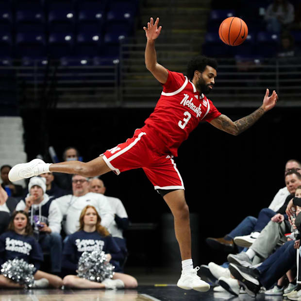 Nebraska Cornhuskers guard Brice Williams (3) chases after the loose ball.
