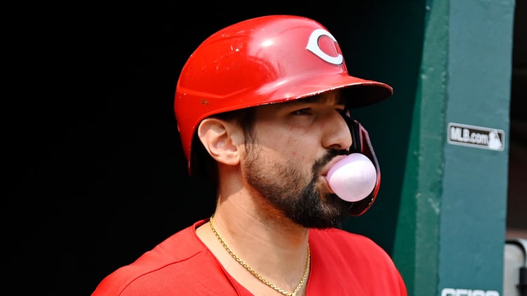 Cincinnati Reds right fielder Nick Castellanos (2) looks on.