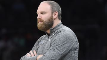 Jan 4, 2023; Charlotte, North Carolina, USA; Memphis Grizzlies head coach Taylor Jenkins looks on during the first half against the Charlotte Hornets at the Spectrum Center. Mandatory Credit: Sam Sharpe-USA TODAY Sports