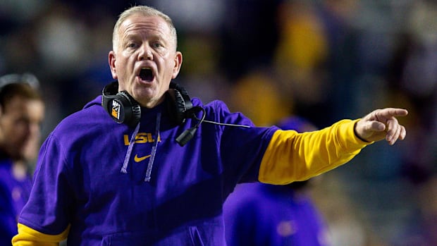 Brian Kelly in a LSU victory against Vanderbilt in 202