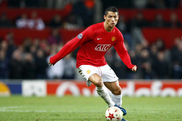 Cristiano Ronaldo playing for Manchester United