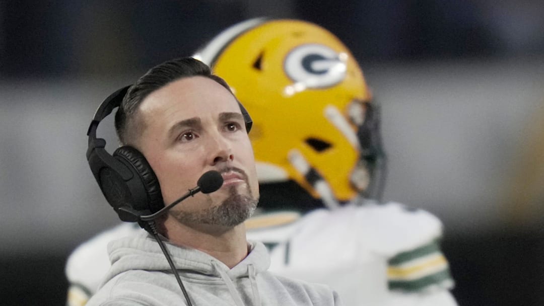Green Bay Packers head coach Matt LaFleur is shown after the Minnesota Vikings recovered a fumble during the first quarter of their game Sunday, December 29, 2024 at U.S. Bank Stadium in Minneapolis, Minnesota.