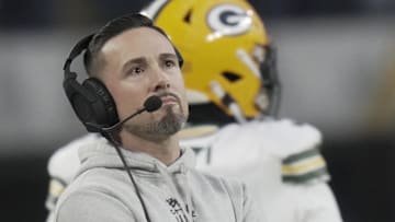 Dec 29, 2024; Minneapolis, Minnesota, USA; Green Bay Packers head coach Matt LaFleur is shown after the Minnesota Vikings recovered a fumble during the first quarter at U.S. Bank Stadium. Mandatory Credit: Mark Hoffman/USA TODAY NETWORK-Wisconsin via Imagn Images