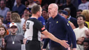 May 8, 2024; New York, New York, USA; Indiana Pacers head coach Rick Carlisle argues with an