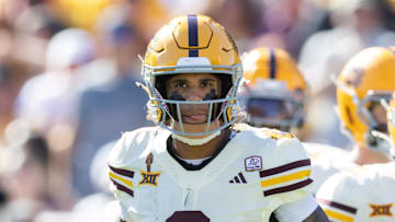 Oct 18, 2025; Tempe, Arizona, USA; Arizona State Sun Devils wide receiver Jordyn Tyson (0) against the Texas Tech Red Raiders at Mountain America Stadium. Mandatory Credit: Mark J. Rebilas-Imagn Images