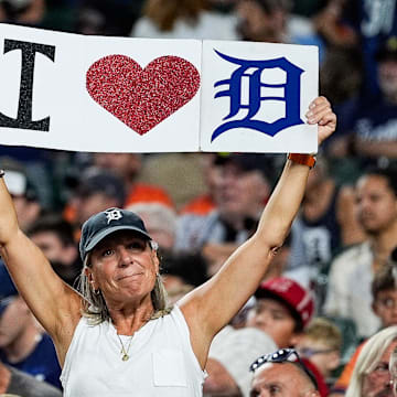 Detroit Tigers fans cheer for the Tigers against Baltimore Orioles during the eighth inning at Comerica Park in Detroit on Saturday, Sept. 14, 2024.