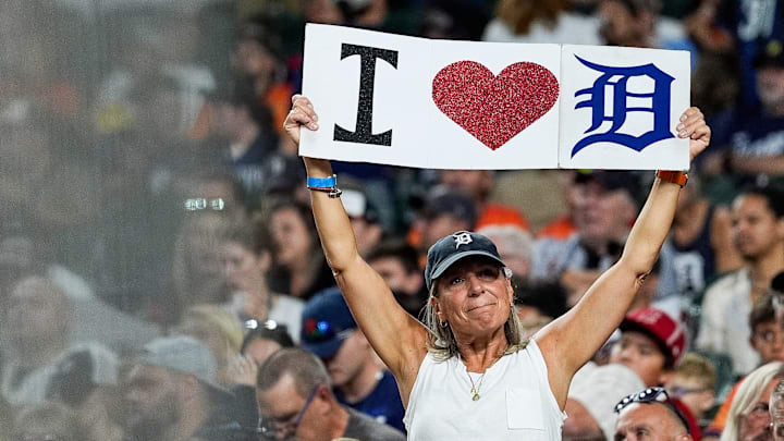 Detroit Tigers fans cheer for the Tigers against Baltimore Orioles during the eighth inning at Comerica Park in Detroit on Saturday, Sept. 14, 2024.