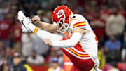 Kansas City Chiefs punter Matt Araiza (14). 