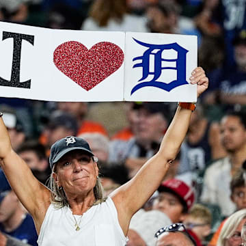 Detroit Tigers fans cheer for the Tigers against Baltimore Orioles during the eighth inning at Comerica Park in Detroit on Saturday, Sept. 14, 2024.