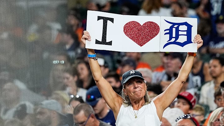 Detroit Tigers fans cheer for the Tigers against Baltimore Orioles during the eighth inning at Comerica Park in Detroit on Saturday, Sept. 14, 2024.