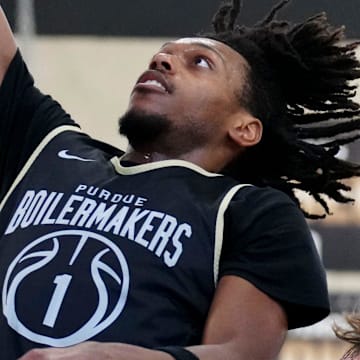 Purdue Boilermakers guard Antione West Jr. (1) practices