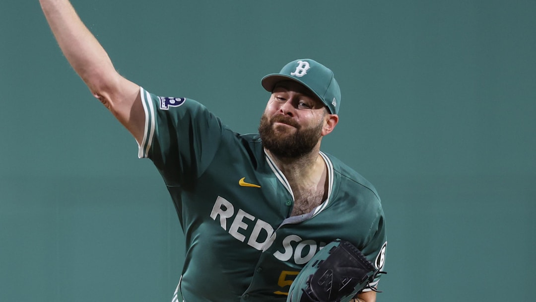 Boston Red Sox starting pitcher Lucas Giolito (54) delivers a pitch during the first inning against the New York Yankees.