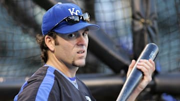 Royals first baseman Doug Mientkiewicz waits for his turn to take batting practice before the game against the Chicago White Sox at US Cellular Field in Chicago on Aug. 15, 2006.