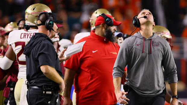 Florida State head coach Mike Norvell as the Seminoles were bested by Miami in 2024