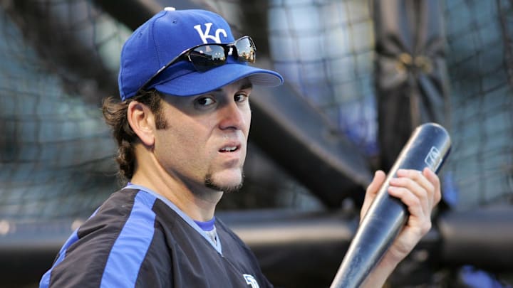 Royals first baseman Doug Mientkiewicz waits for his turn to take batting practice before the game against the Chicago White Sox at US Cellular Field in Chicago on Aug. 15, 2006.