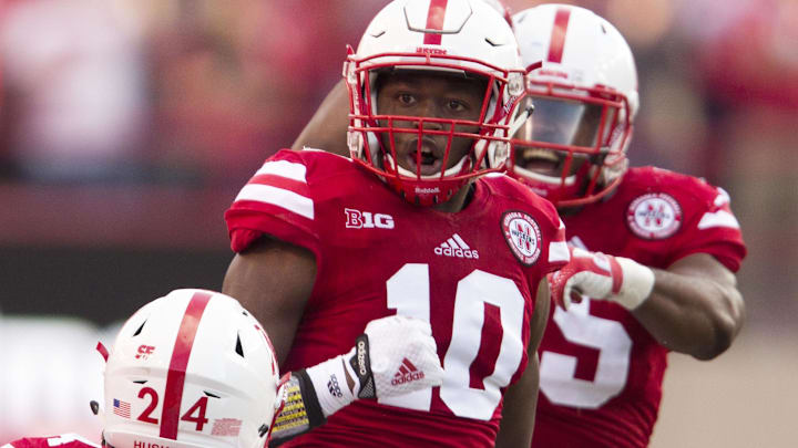 Joshua Kalu (10) celebrates the Huskers' 2016 win against Illinois. Joshua Kalu (10) celebrates the Huskers' 2016 win against Illinois.