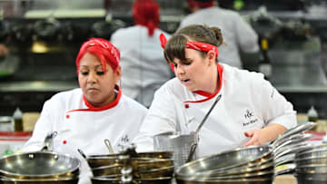 HELL'S KITCHEN: L-R: Contestants Amanda and Ann Marie in the HELL'S KITCHEN “Harmony in Hell” episode airing Thursday, Nov. 7 (8:00- 9:01 PM ET/PT) on FOX. CR: FOX. ©2024 FOX Media LLC.