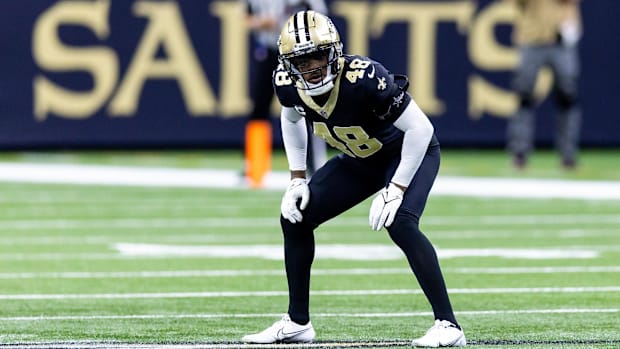 New Orleans Saints safety J.T. Gray (48) prepares for a kickoff return  