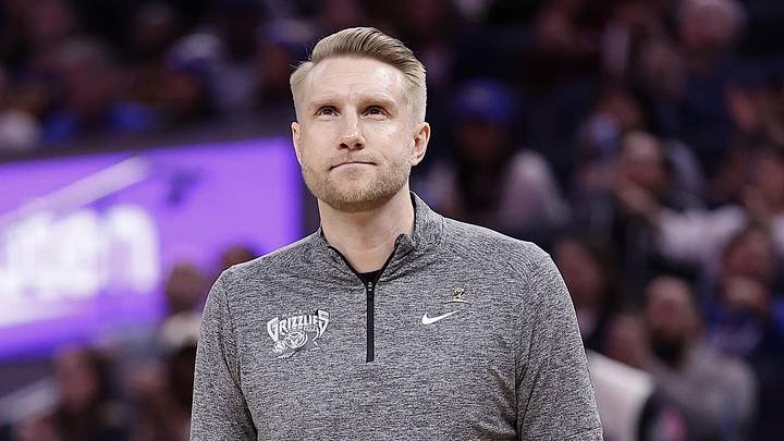 Feb 9, 2026; San Francisco, California, USA; Memphis Grizzlies head coach Tuomas Iisalo as a time out is called against the Golden State Warriors during the fourth quarter at Chase Center. Mandatory Credit: Kelley L Cox-Imagn Images