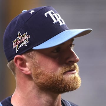 American League pitcher Drew Rasmussen (57) of the Tampa Bay Rays in the fifth inning during the 2025 MLB All Star Game at Truist Park