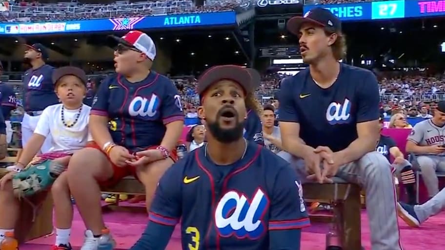 Minnesota Twins' Byron Buxton reacts to James Wood hitting a home run at the HR Derby. | ESPN/Screengrab