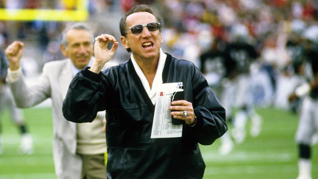 Jan 22, 1984; Tampa, FL, USA: FILE PHOTO; Los Angeles Raiders owner Al Davis prior to the start of Super Bowl XVIII against the Washington Redskins at Tampa Stadium. The Raiders defeated the Redskins 38-9. Mandatory Credit: MPS-Imagn Images