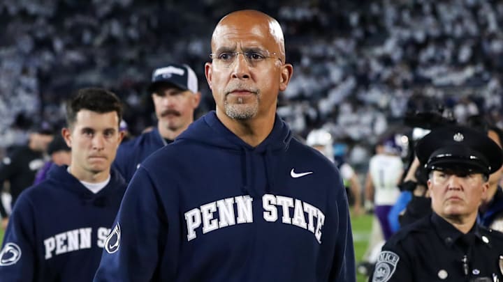 Oct 11, 2025; University Park, Pennsylvania, USA; Penn State Nittany Lions head coach James Franklin walks off the field following the game against the Northwestern Wildcats at Beaver Stadium. Mandatory Credit: Matthew O'Haren-Imagn Images Oct 11, 2025; University Park, Pennsylvania, USA; Penn State Nittany Lions head coach James Franklin walks off the field following the game against the Northwestern Wildcats at Beaver Stadium. Mandatory Credit: Matthew O'Haren-Imagn Images