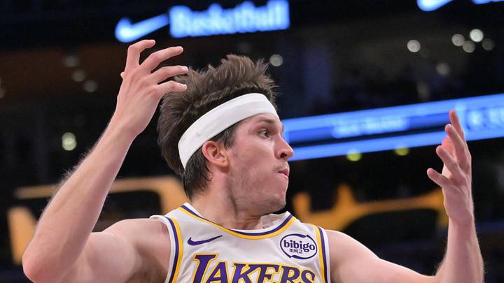 Los Angeles Lakers guard Austin Reaves (15) reacts after not getting a foul call  on Oklahoma City Thunder center Isaiah Hartenstein (55) in the first half of game three of the second round of the 2026 NBA Playoffs at Crypto.com Arena on May 9, 2026.