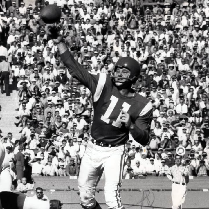 Jan 15, 1961; Los Angeles, CA, USA; FILE PHOTO; Philadelphia Eagles quarterback Norm Van Brocklin.