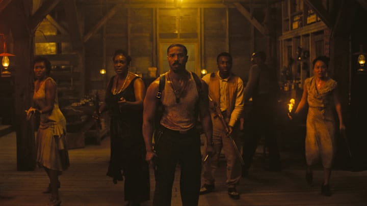(L-r) JAYME LAWSON as Pearline, WUNMI MOSAKU as Annie, MICHAEL B. JORDAN as Smoke, MILES CATON as Sammie Moore, and LI JUN LI as Grace Chow in SINNERS
