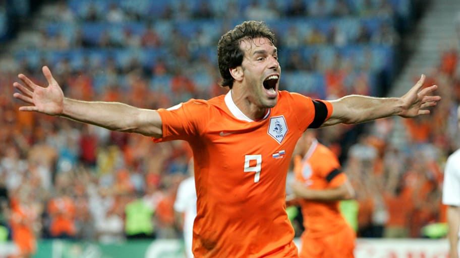 Netherlands forward Ruud van Nistelrooy celebrates a goal against Russia.