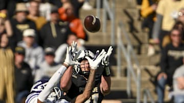 Oregon grabbed Purdue safety Dillon Thieneman to anchor their secondary. The Boilermaker standout piled up 210 tackles in two seasons and intercepted six passes.  Mandatory Credit: Marc Lebryk-Imagn Images