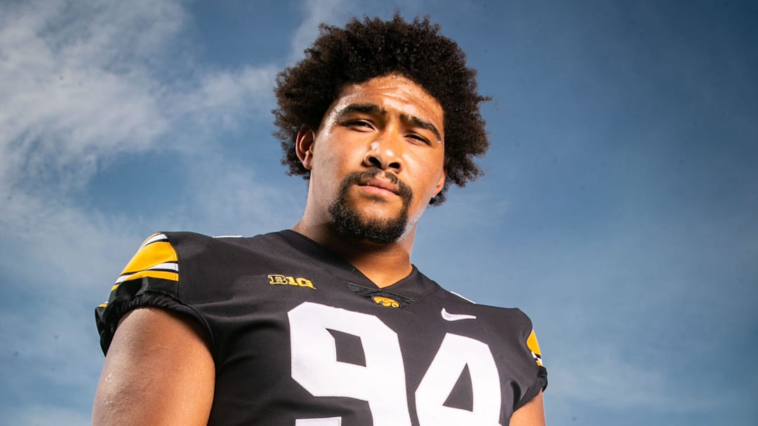 Yahya Black stands for a photo during Hawkeye football media day in Iowa City, Friday, Aug. 12, 2022.

H1a5239 Cr2